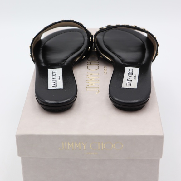 New Jimmy Choo Black Nanda Studded Slide Sandals - Picture 6 of 8